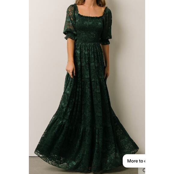 NWT Stella Smocked Lace Maxi Dress in Emerald Small - Picture 1 of 5